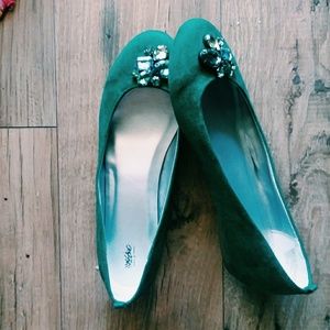 Funky Green jewled Mossimo supply flats